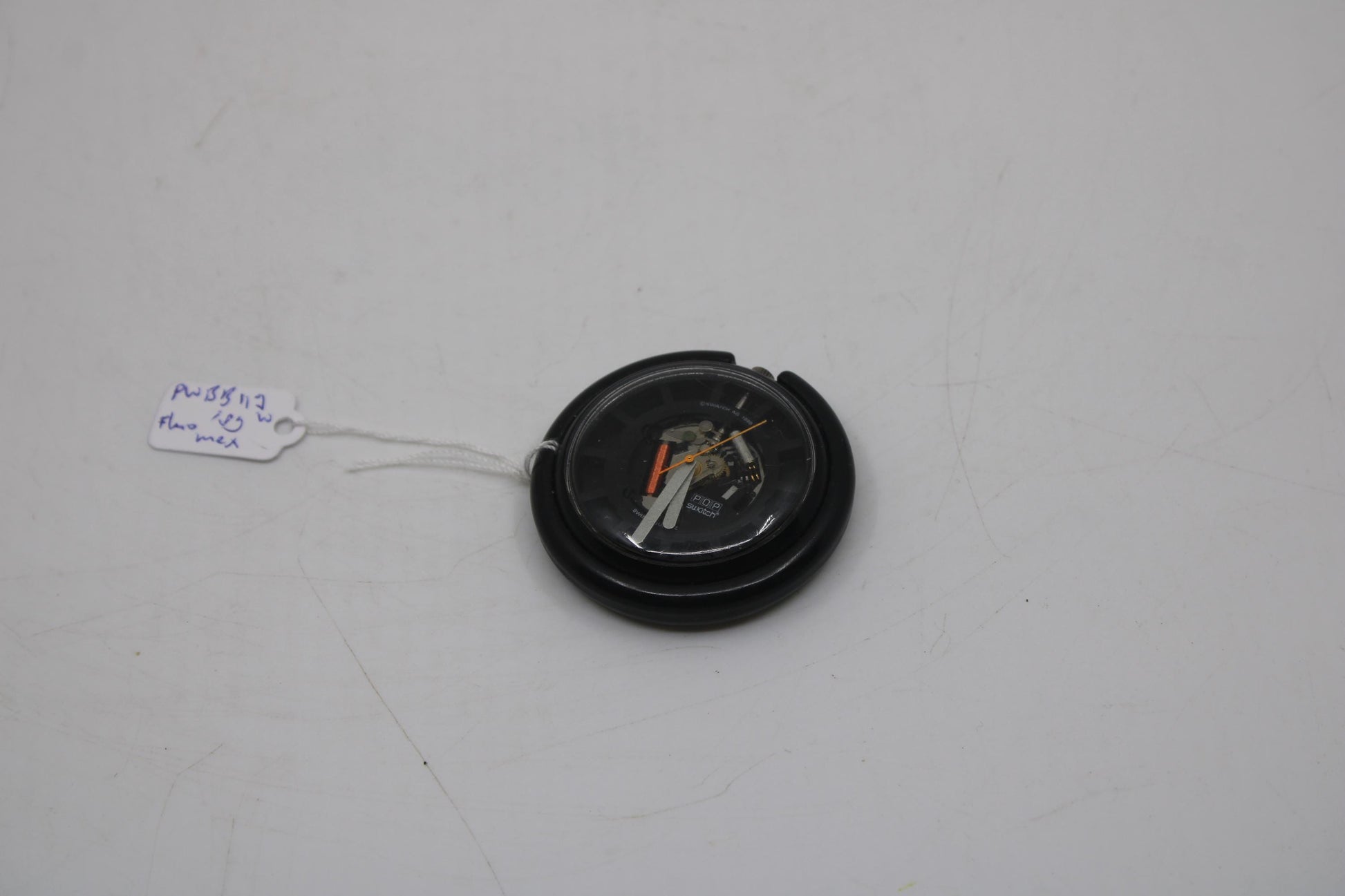 1989, Swatch, PopSwatch, 'Fluo Mex', PWbb117, nice, used condition, NO strap, watch + ring only