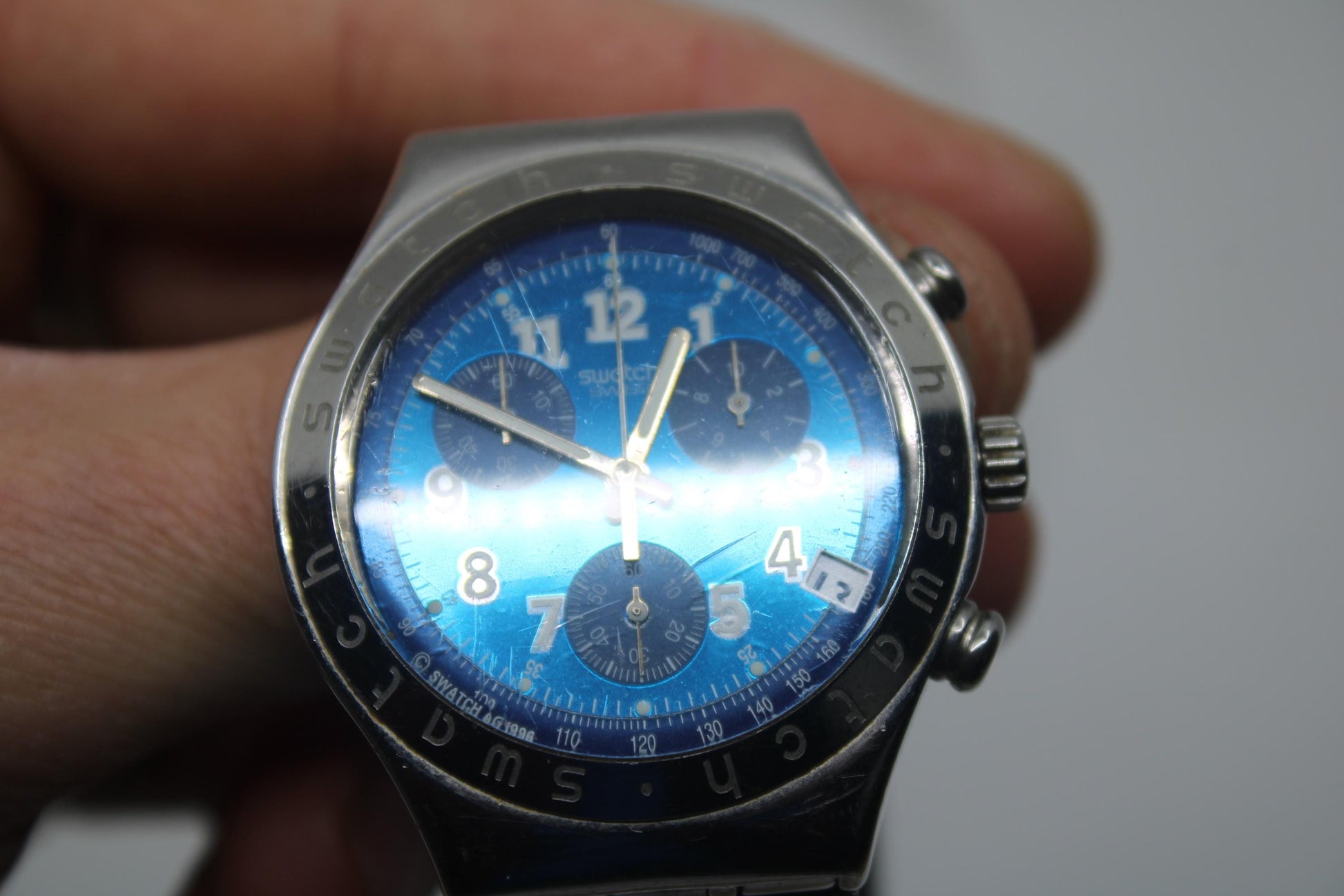 Vintage IRONY Chrono Swatch YCS401G, 'Secret Agent', Good, Used Condition, Working fine