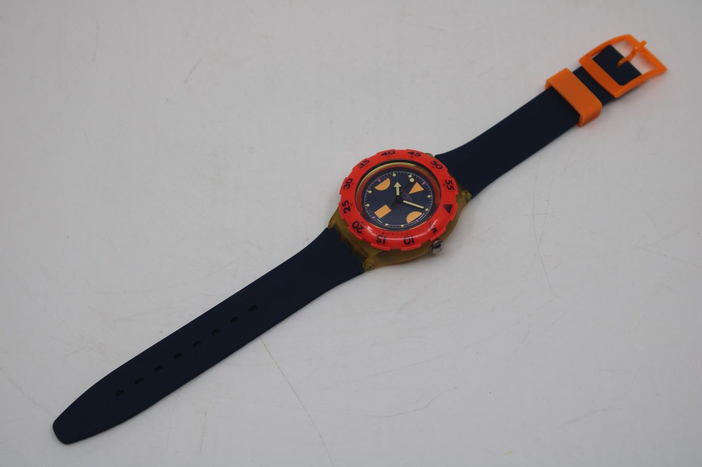 1989/1990 FIRST YEAR Scuba SDK100 'Deep Blue', vintage Swatch, nice used condition, new silicone strap, working fine