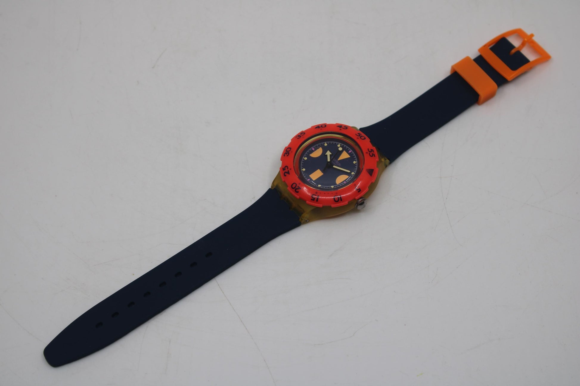 1989/1990 FIRST YEAR Scuba SDK100 'Deep Blue', vintage Swatch, nice used condition, new silicone strap, working fine