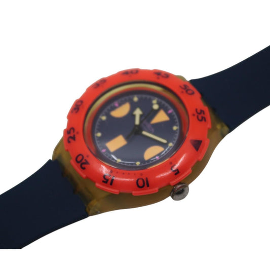 1989/1990 FIRST YEAR Scuba SDK100 'Deep Blue', vintage Swatch, nice used condition, new silicone strap, working fine