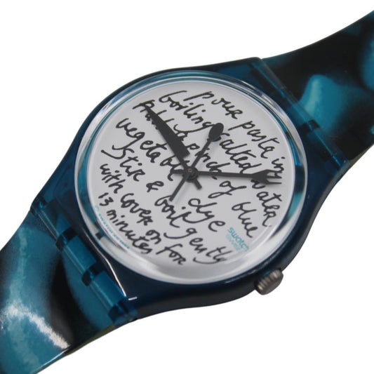 Vintage Gents Swatch Art, 'Blue Pasta' GG138, No box, NEW OLD STOCK, Never Worn, working 100% original strap