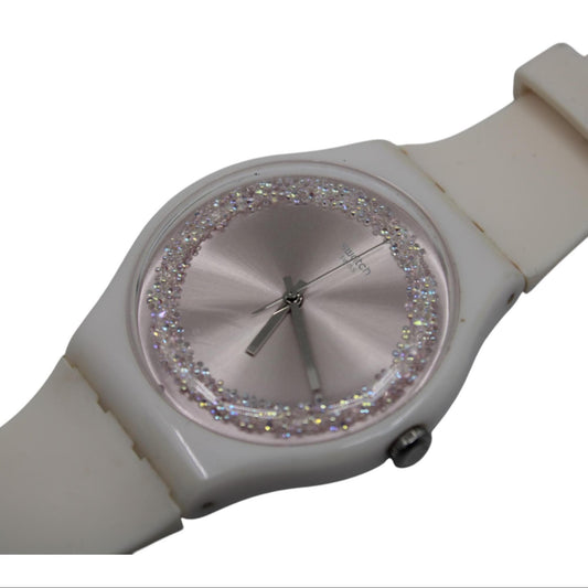 Vintage New Gents 41mm Swatch 'Pink Sparkles' SUOP110, in good condition, working fine with the original strap