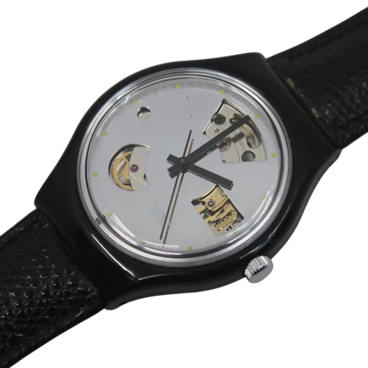 1991 'Black Motion' Vintage Gents Automatic Swatch SAB100, NO box, new old stock, never worn