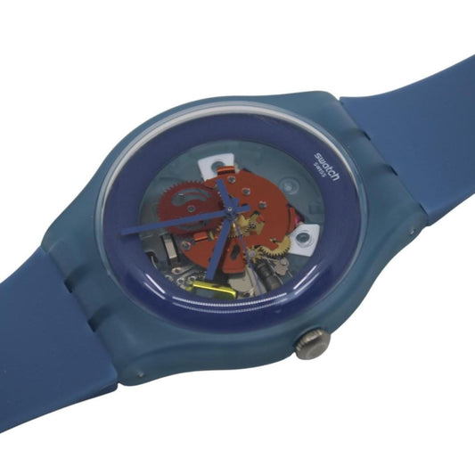 Vintage New Gents Swatch 'Blue Grey Lacquered' SUON102, in MINT condition, working 100% with the original strap