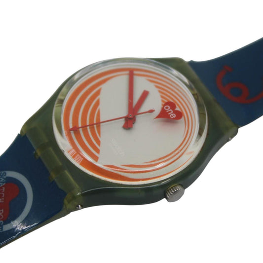 Vintage Gents Valentines Swatch, 'Heartbeat', GN187, Near Mint Condition, working fine, with original strap, READ DESCRIPTION