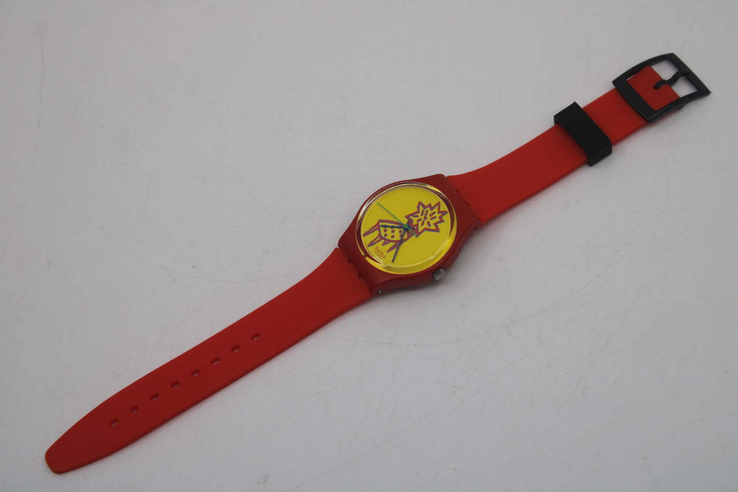 1993 Vintage Swatch watch 'Dot Chair', GR115, working fine, Near Mint condition, with NON-original strap