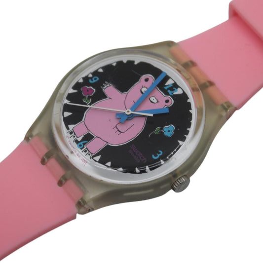 Vintage Gents Swatch, 'Piggy the Bear', GK367, NO box, In VERY NICE Condition, New Strap, Working fine