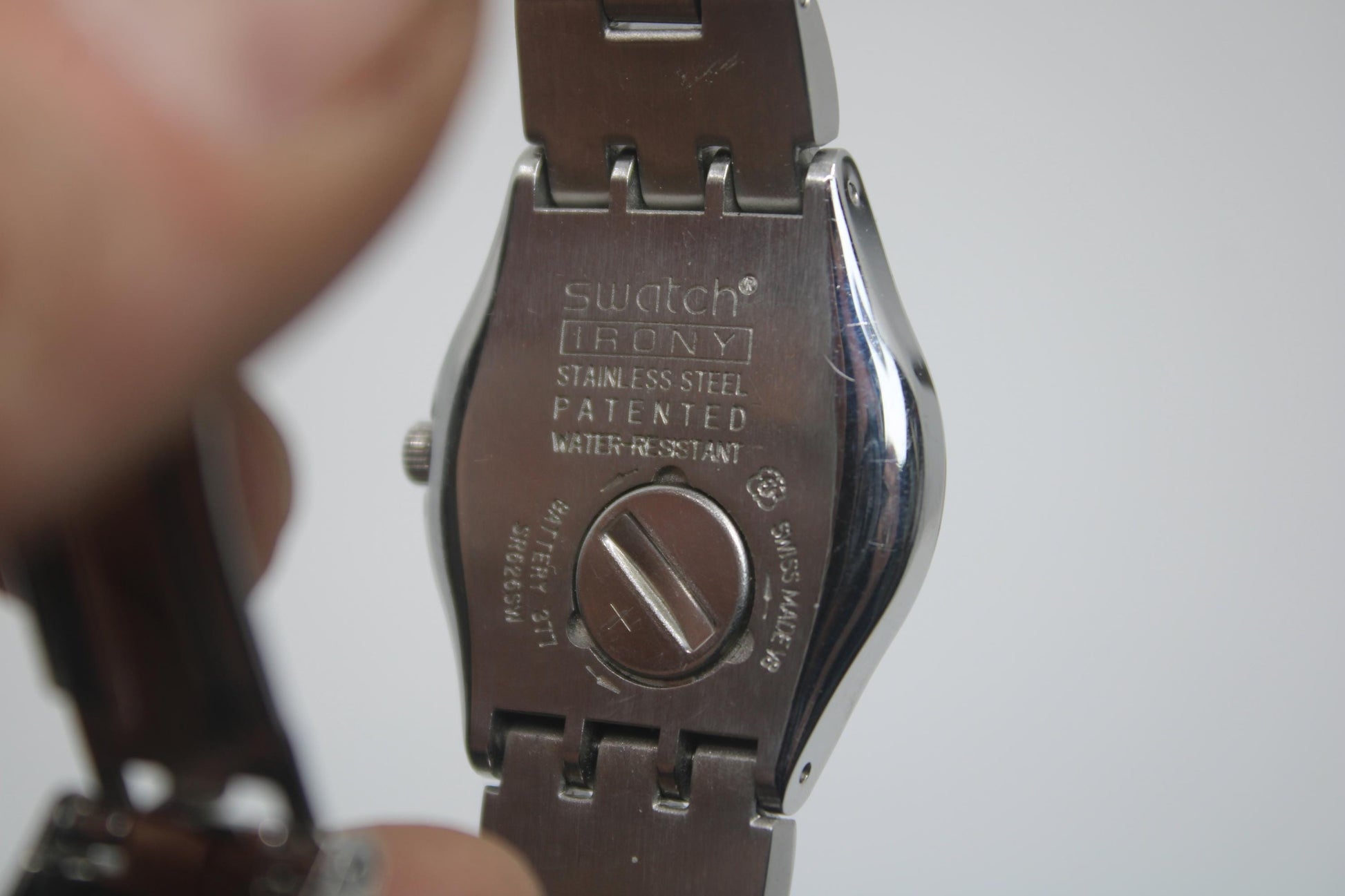 Swatch Irony, 'Ciel Clair Violet' , YLG706G , NO box, with NON-original strap, Working fine, near mint