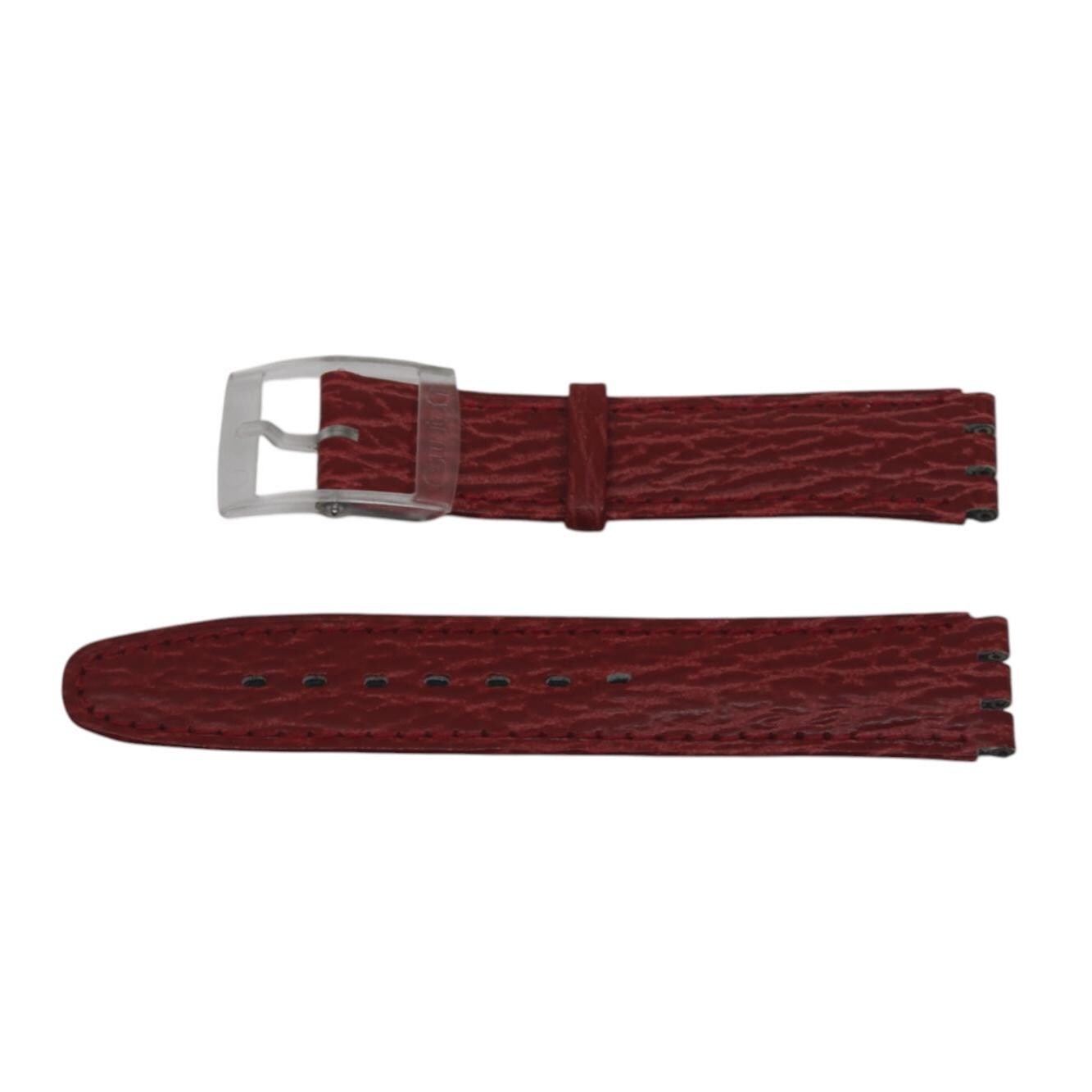 Vintage Swatch 17mm Leather Strap for SAK101, 'Red Ahead' Automatic 1992, Gents / Automatic, New Old Stock