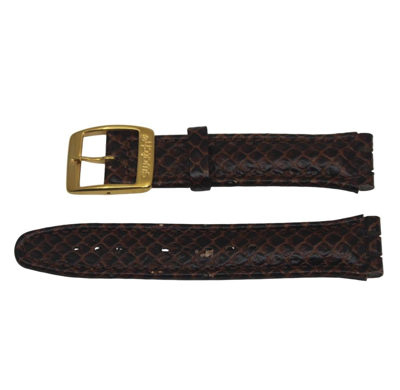 Vintage Swatch Irony Strap, 'Snaky Leather Brown', YGG001, 19mm, NEW OLD STOCK, Never Used