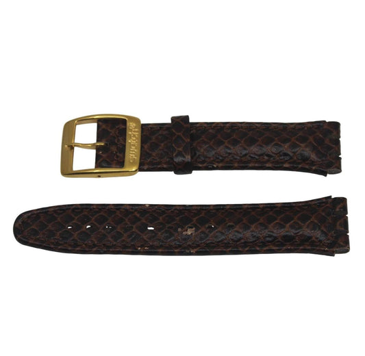 Vintage Swatch Irony Strap, 'Snaky Leather Brown', YGG001, 19mm, NEW OLD STOCK, Never Used
