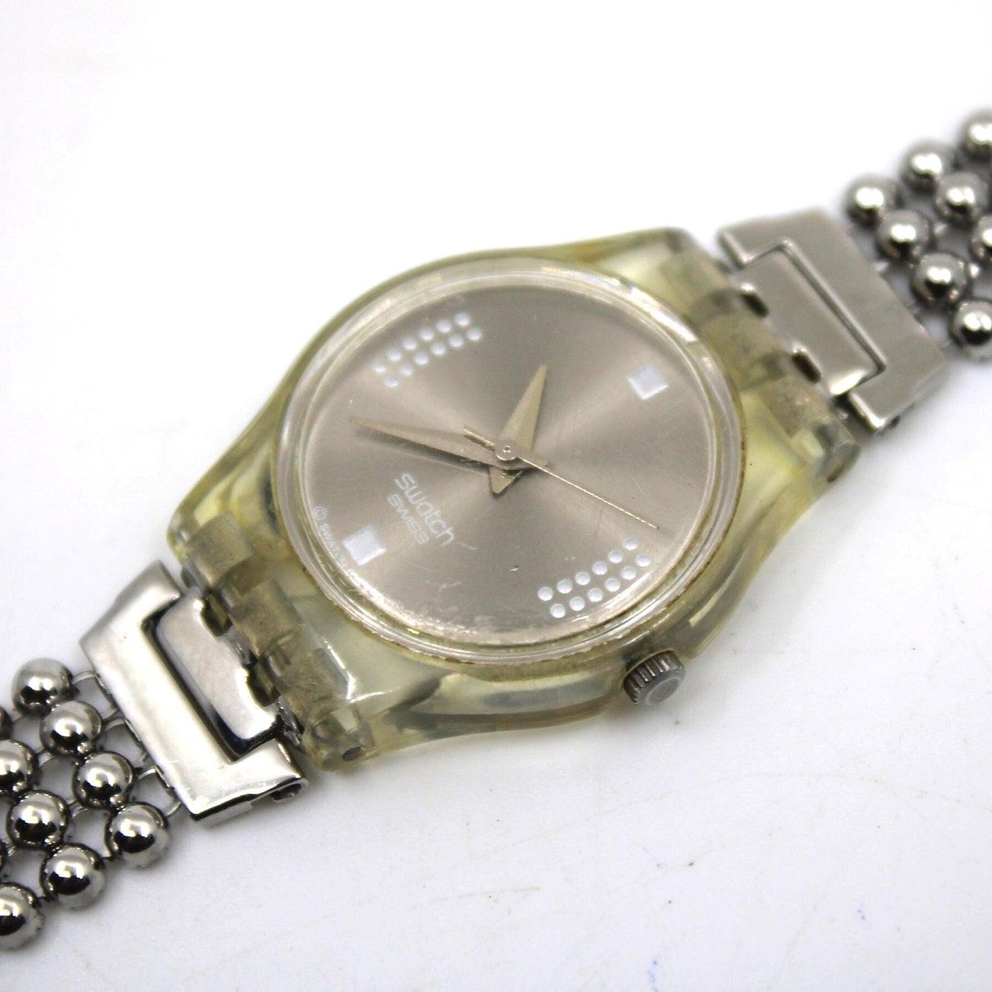 2001, Lady Swatch, 'Silver Fall' , LW130, No Box, with beautiful metal strap