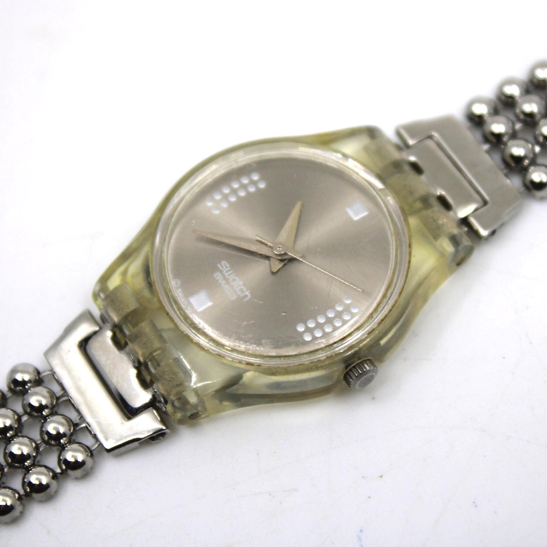 2001, Lady Swatch, 'Silver Fall' , LW130, No Box, with beautiful metal strap