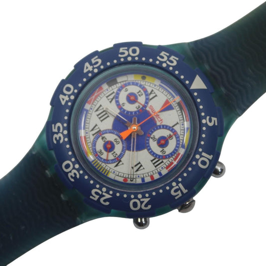Vintage Swatch Aqua-Chrono Scuba 'Big Blue' SBN101, near mint condition, clock working fine