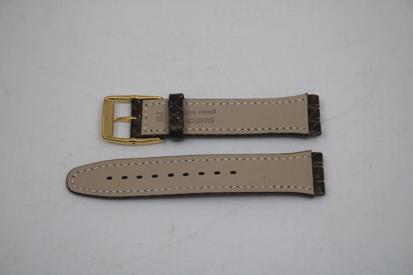Vintage Swatch Irony Strap, 'Snaky Leather Brown', YGG001, 19mm, NEW OLD STOCK, Never Used