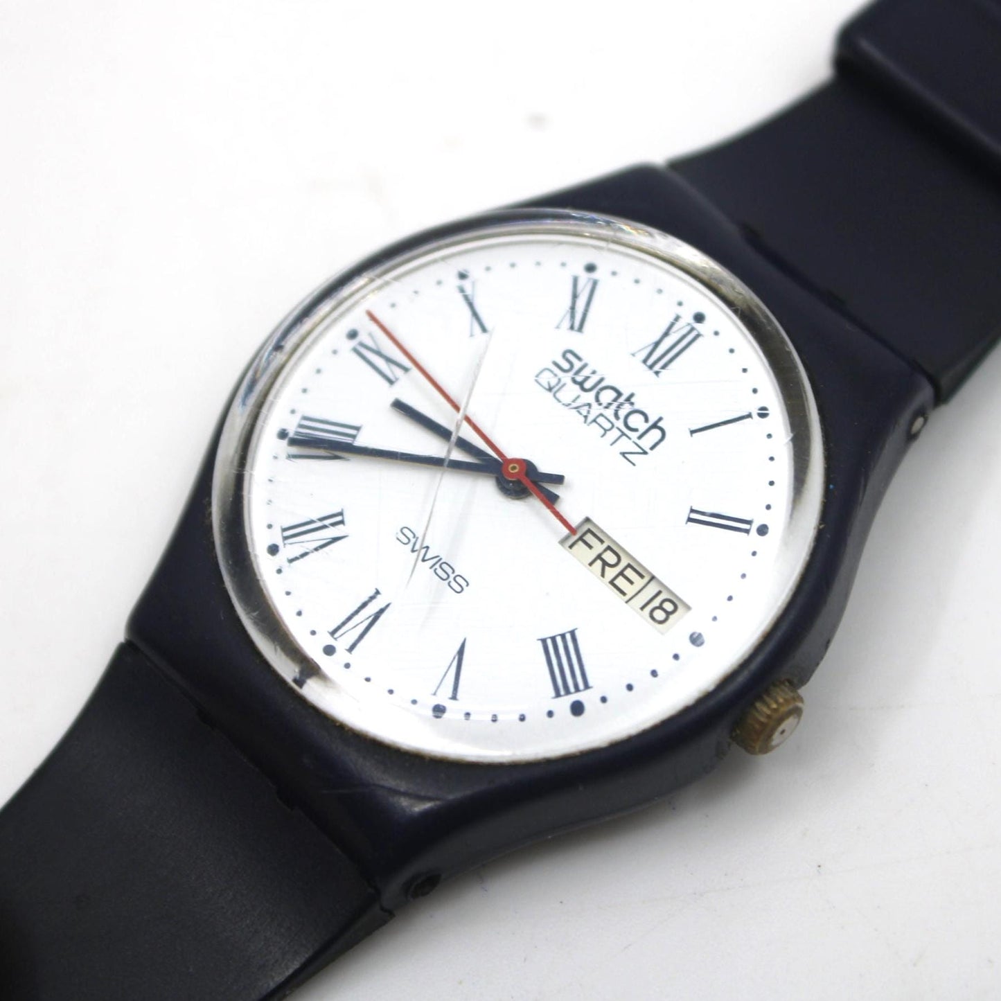 1984, VERY early Swatch, Gents, GN701, Very nice but used condition, working with original strap, READ Description