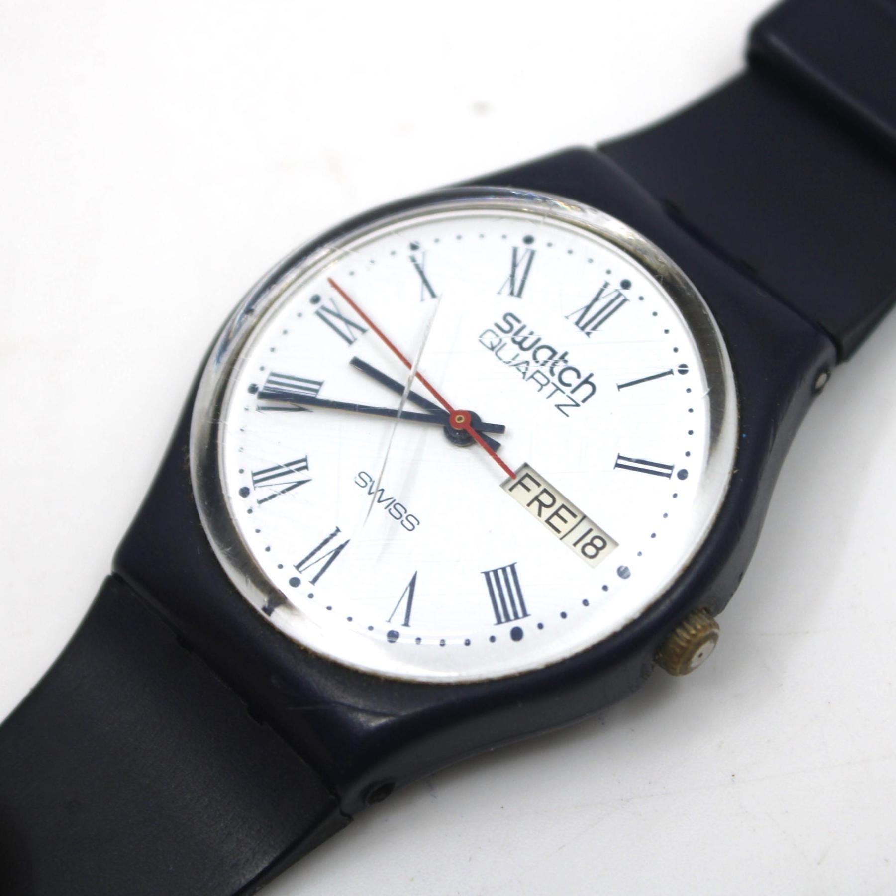 1984, VERY early Swatch, Gents, GN701, Very nice but used condition, working with original strap, READ Description