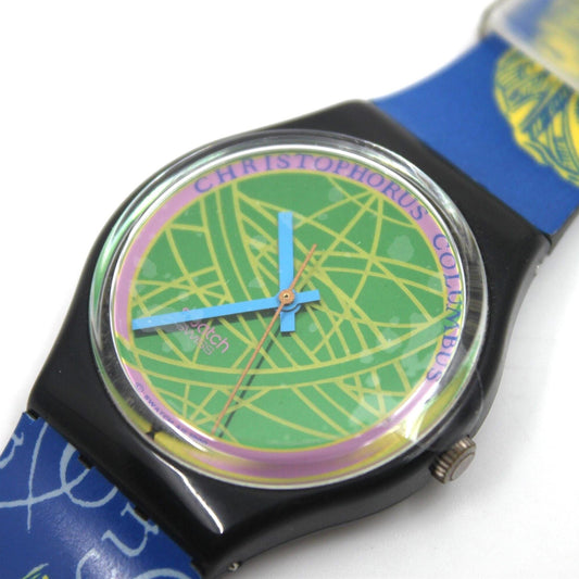 1991 Vintage Gents Swatch 'The Globe' GB137, New Old Stock, working 100% with the ORIGINAL strap