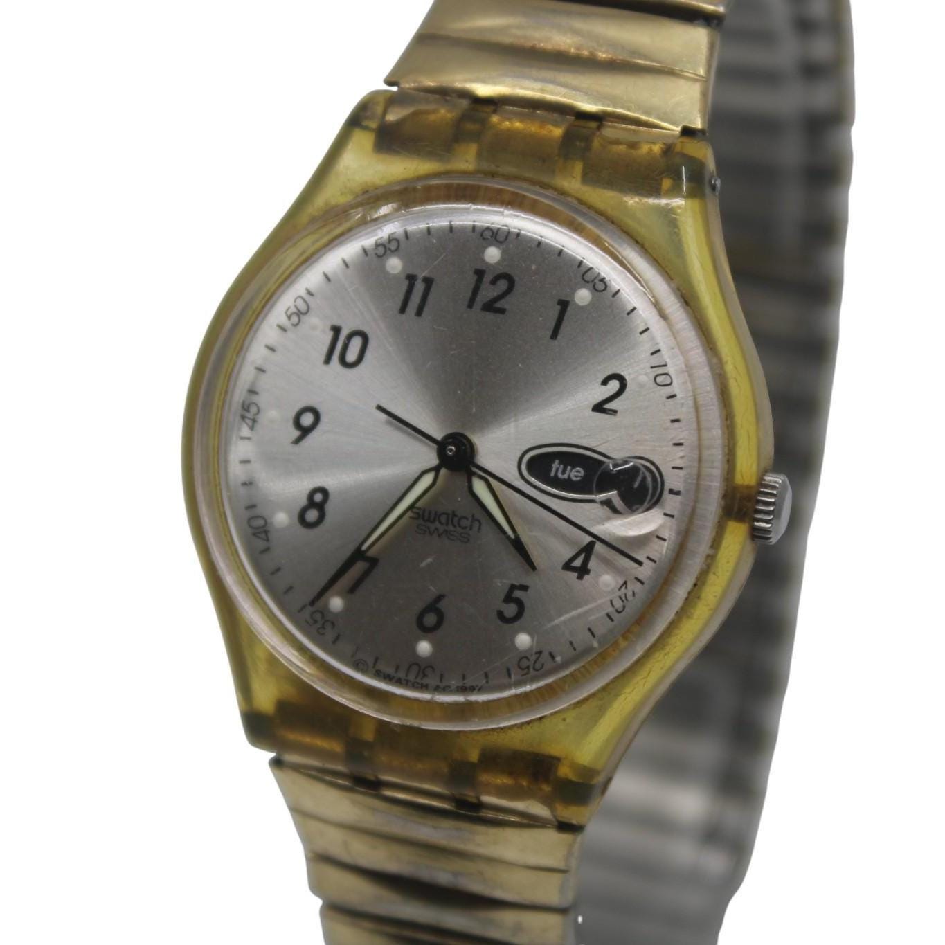 Vintage 34mm Gents Swatch watch, GK723, 'Raindrop', very rough, working condition