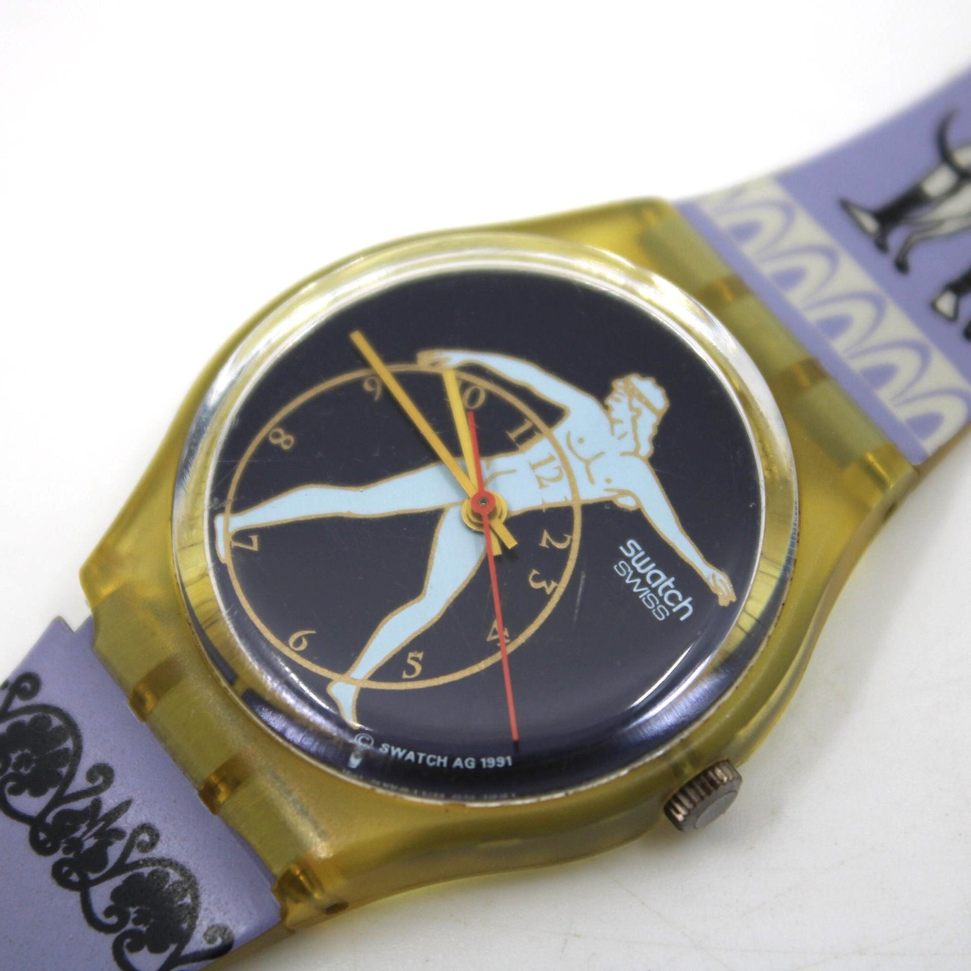 1992 Swatch Gents 'Discobolus' GK141, 100% working, Nice, Used Condition with the original strap