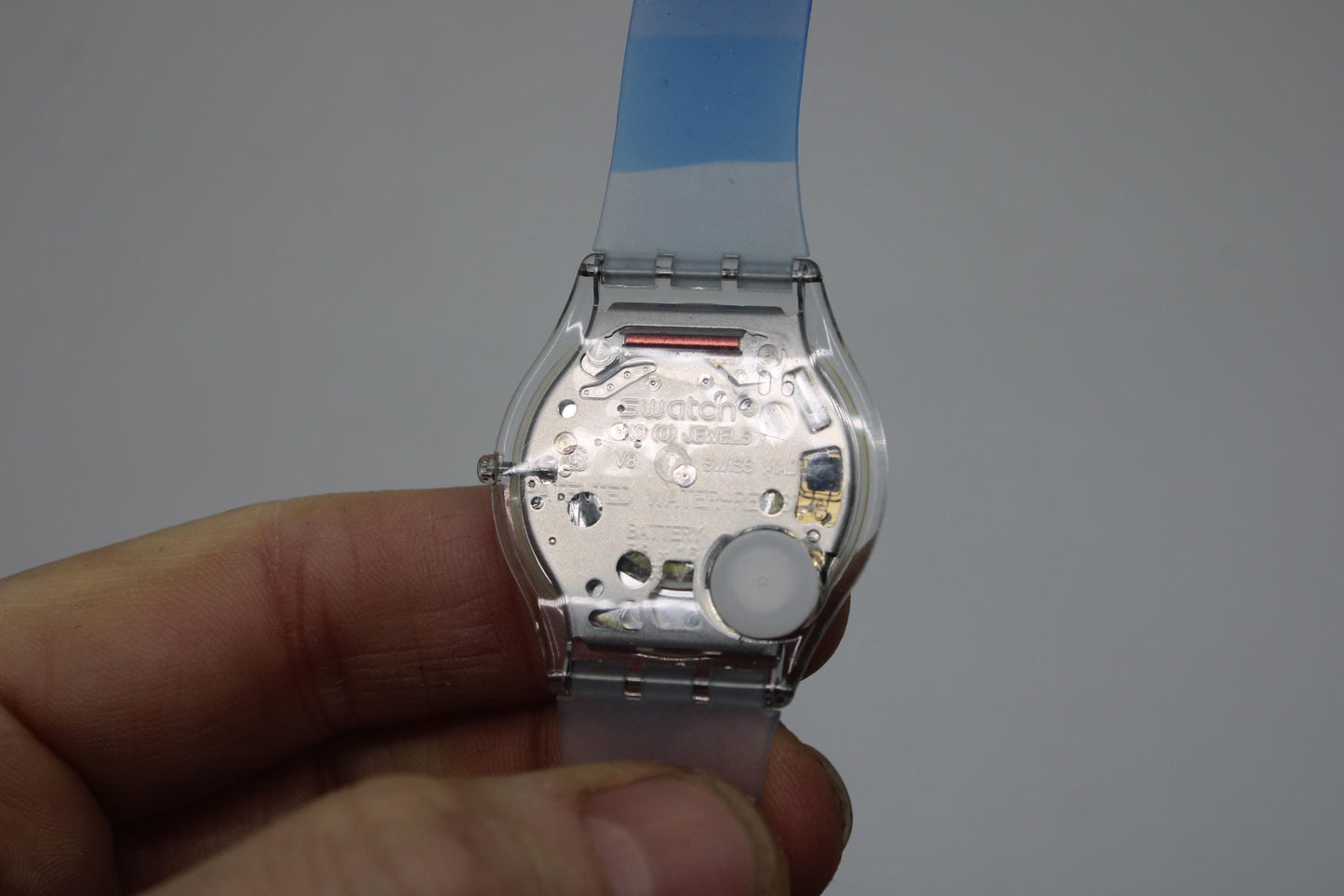 Vintage Skin Swatch 'Bludablu' SFK170, NO box, good, used condition, Watch is working fine, strap is original