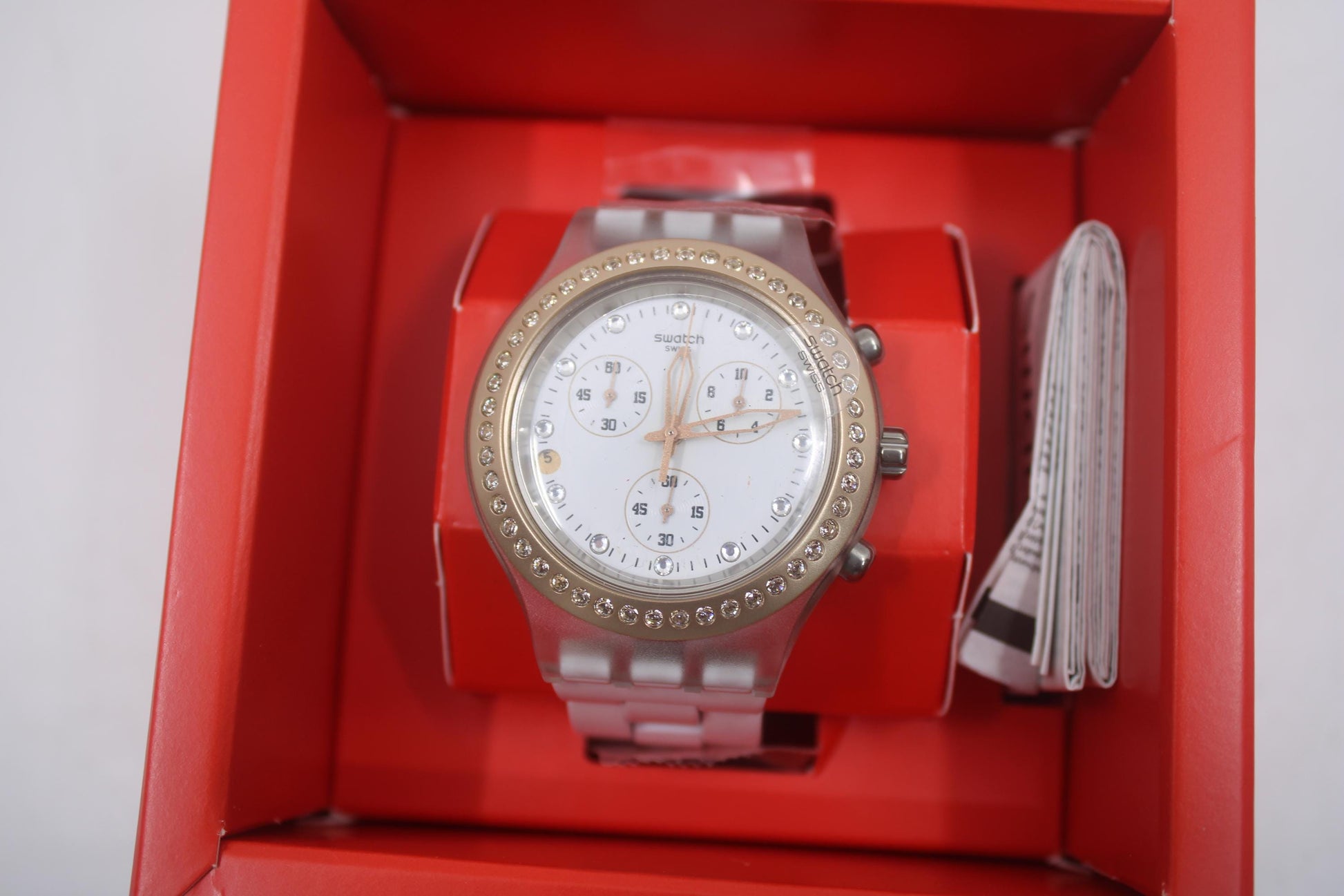 Swatch Irony Diaphane Chrono, 'Full Blooded Marvellous Pink' SVCK4067, Never worn, with Box