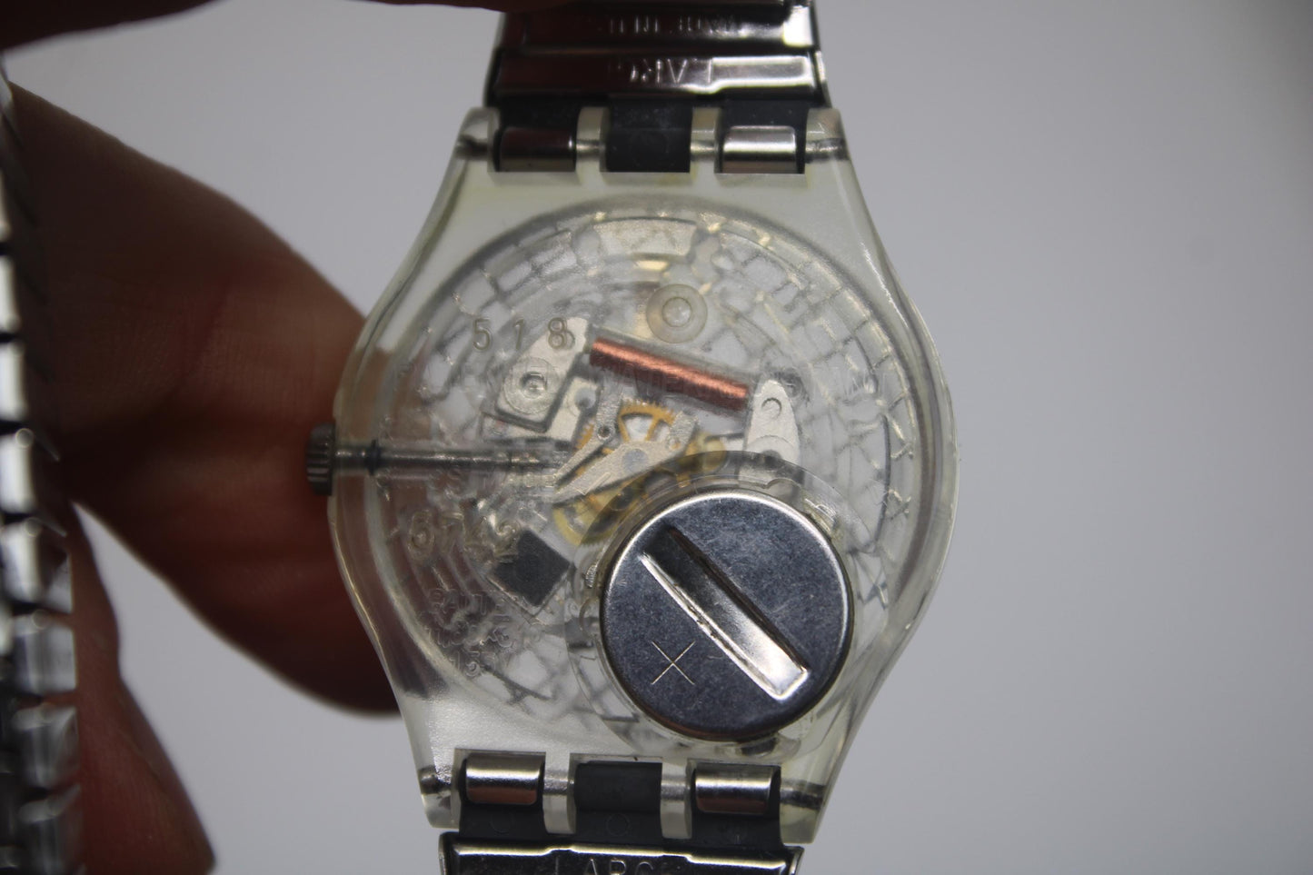 1995 Vintage Swatch watch 'Silver Net', GK186/187, working 100%, VERY good condition