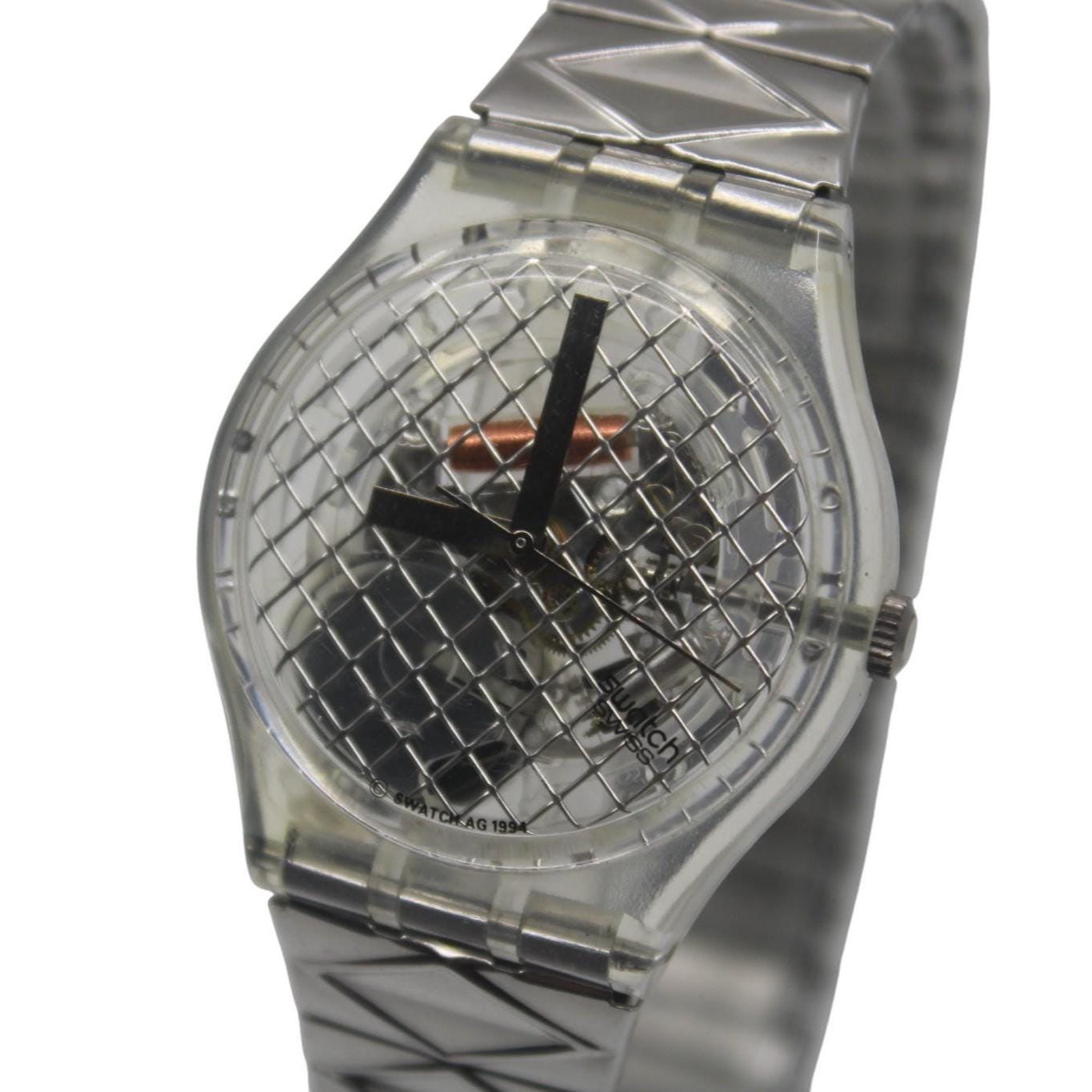 1995 Vintage Swatch watch 'Silver Net', GK186/187, working 100%, VERY good condition