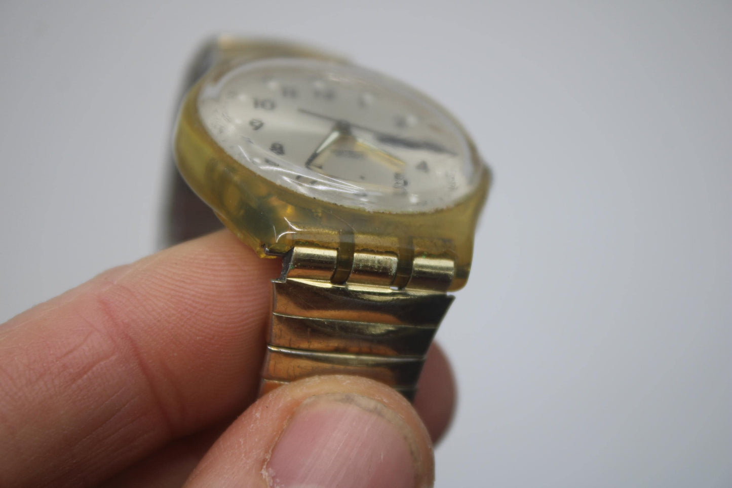 Vintage 34mm Gents Swatch watch, GK723, 'Raindrop', very rough, working condition