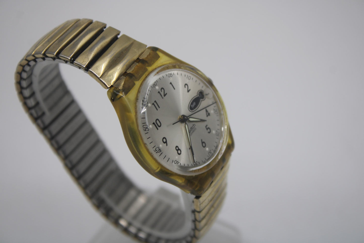 Vintage 34mm Gents Swatch watch, GK723, 'Raindrop', very rough, working condition