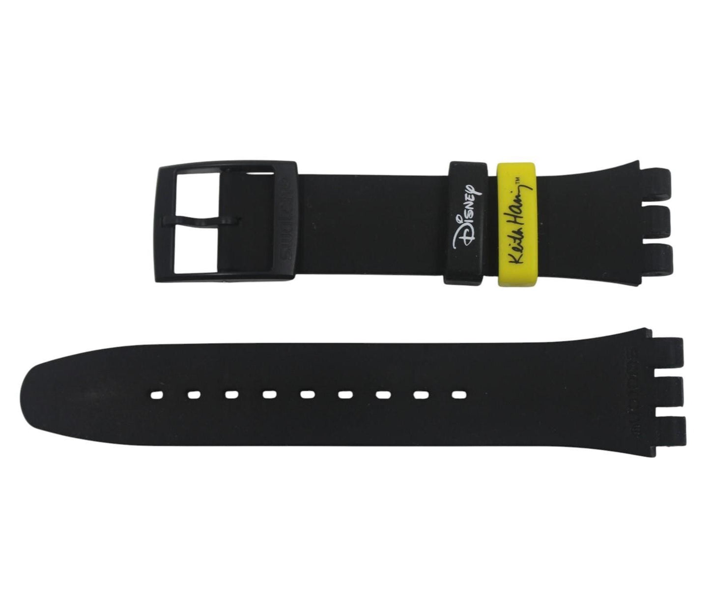 Vintage Swatch 'New Gents' Strap, 'Mickey Blanc Sur Noir', SUOZ337, 19mm, Near Mint, Used
