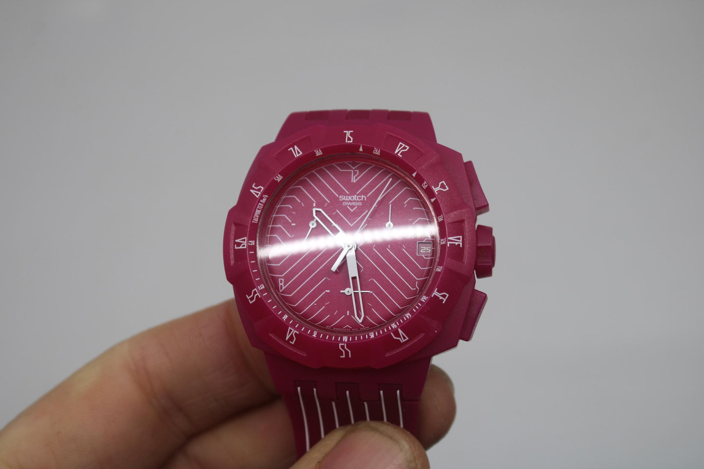 Vintage New Chrono Swatch 'Pink Run', SUIP401, never worn, unused, new old stock