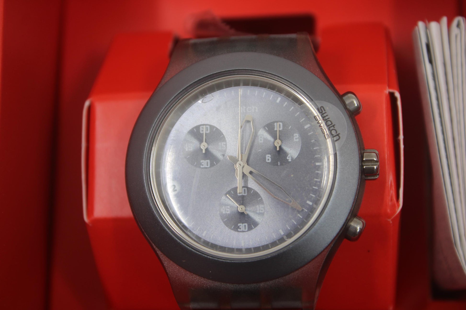Swatch Irony Diaphane Chrono, 'Full Blooded Smokey Grey' SVCM4007, Never worn, with Box