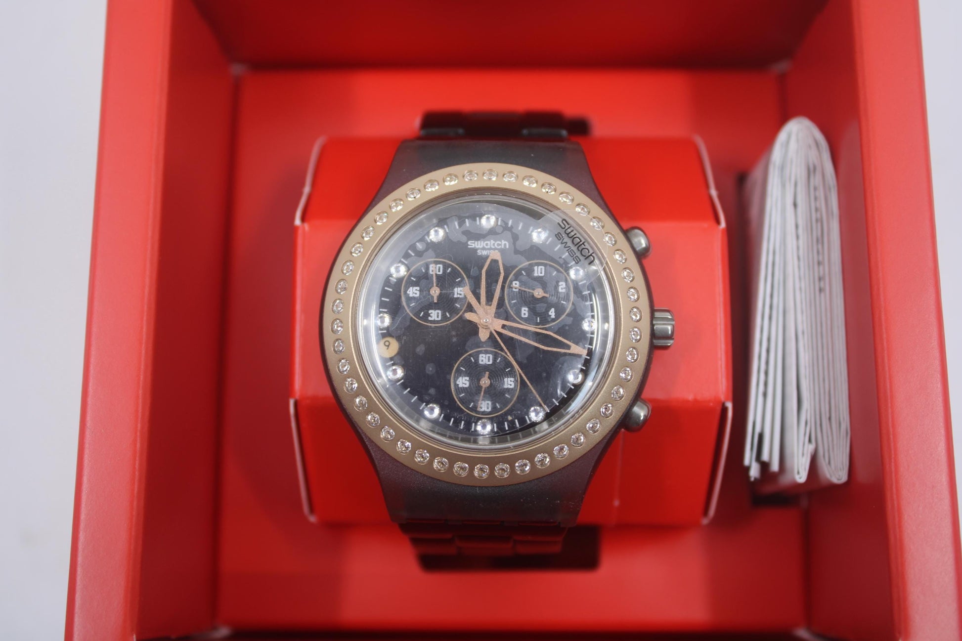 Swatch Irony Diaphane Chrono, 'Full Blooded Stoneheart Black' SVCM4008, Never worn, with Box