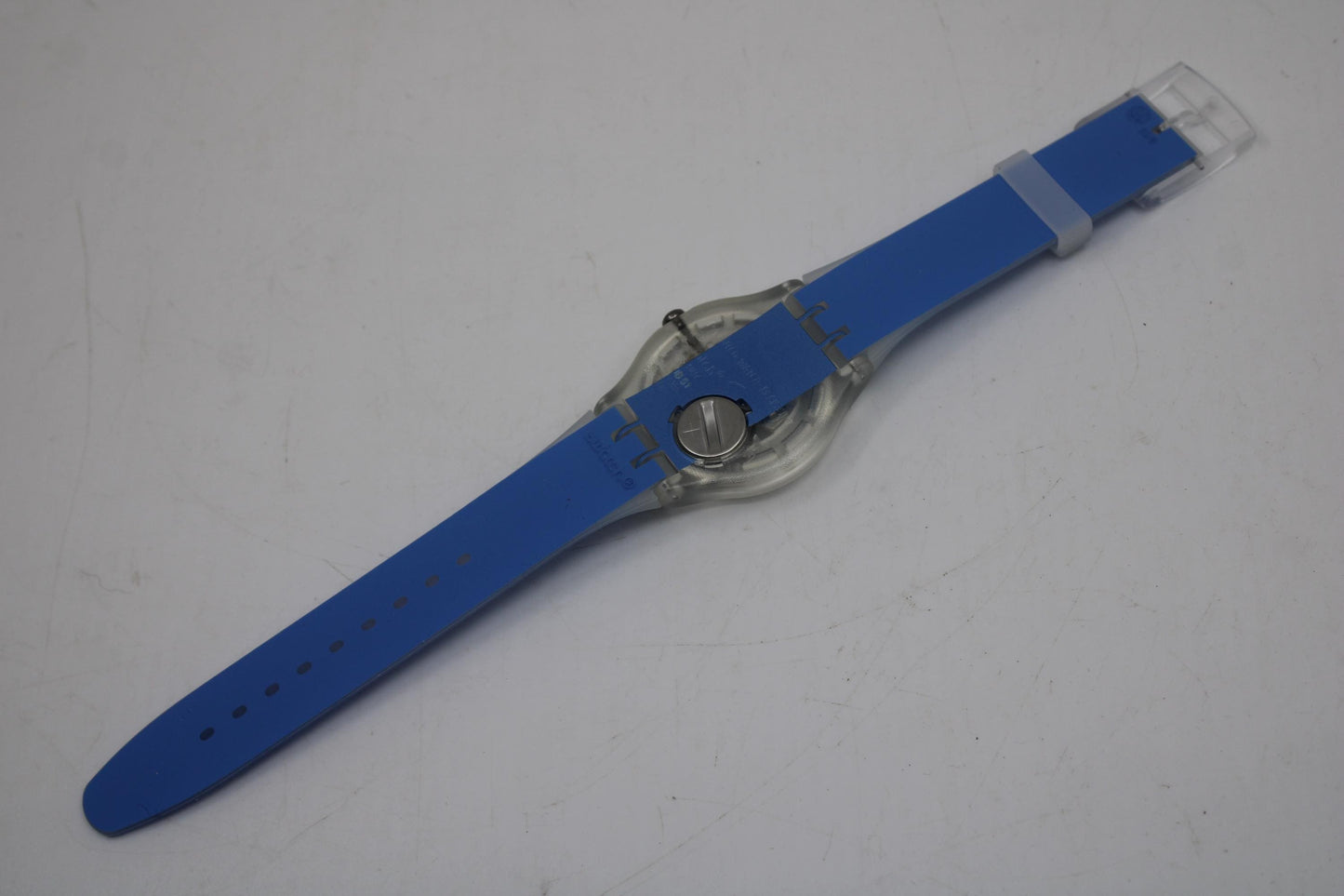 Swatch Watch New Gent 'Clearly Blue Striped' SUOK156, Working fine New Old Stock, Never Worn