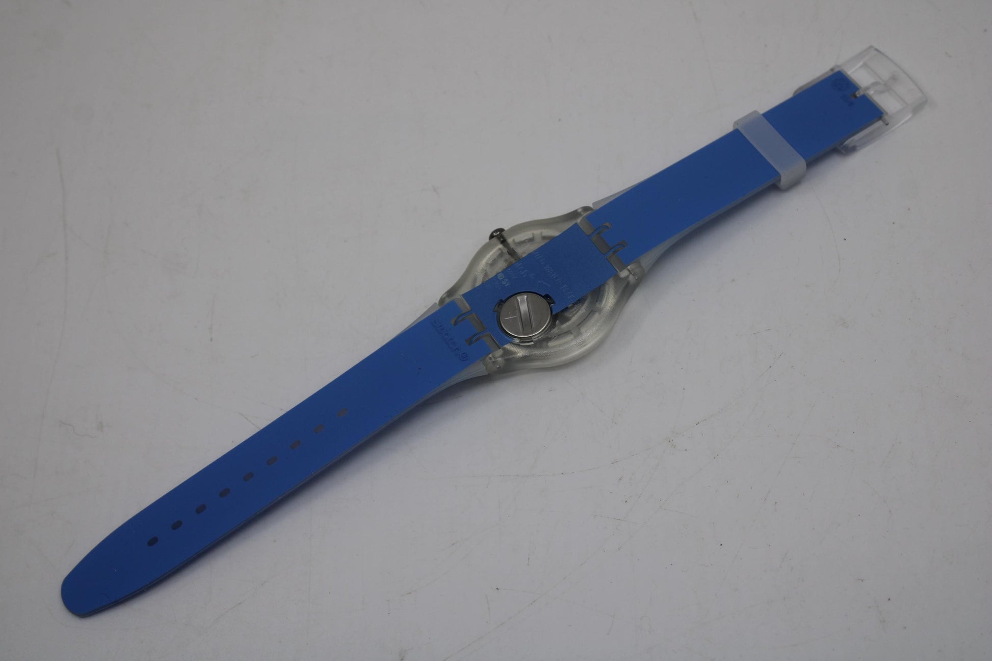 Swatch Watch New Gent 'Clearly Blue Striped' SUOK156, Working fine New Old Stock, Never Worn