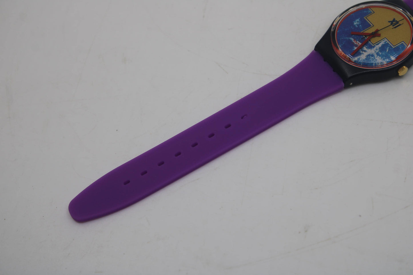 1991 Vintage Gents Swatch, 'Blue Flamingo', GN114, NO box, New old stock, never worn, new strap