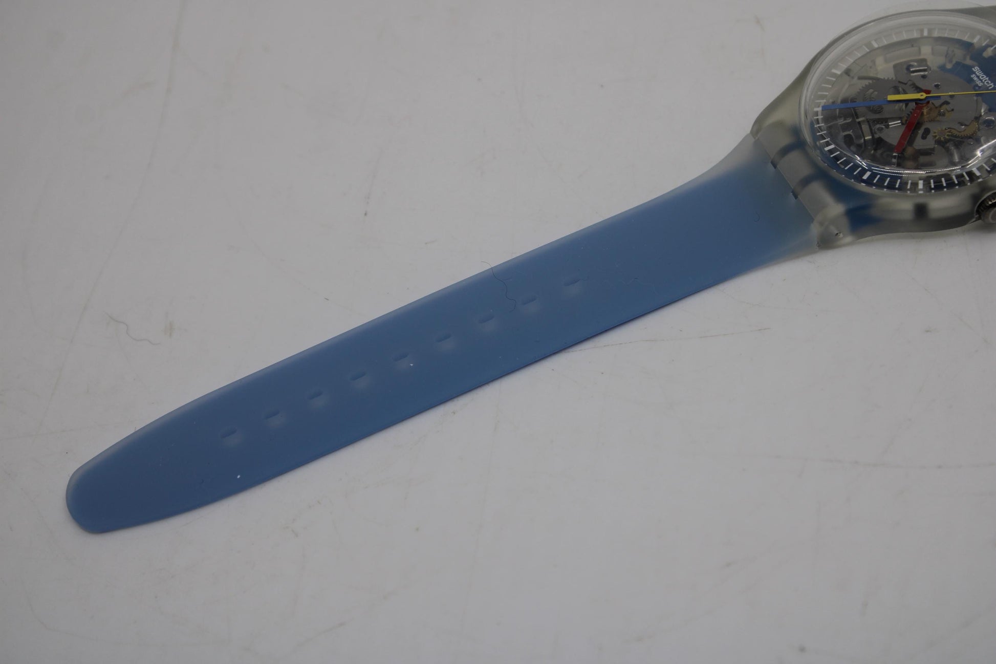 Swatch Watch New Gent 'Clearly Blue Striped' SUOK156, Working fine New Old Stock, Never Worn