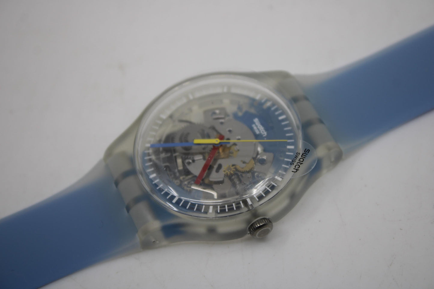 Swatch Watch New Gent 'Clearly Blue Striped' SUOK156, Working fine New Old Stock, Never Worn