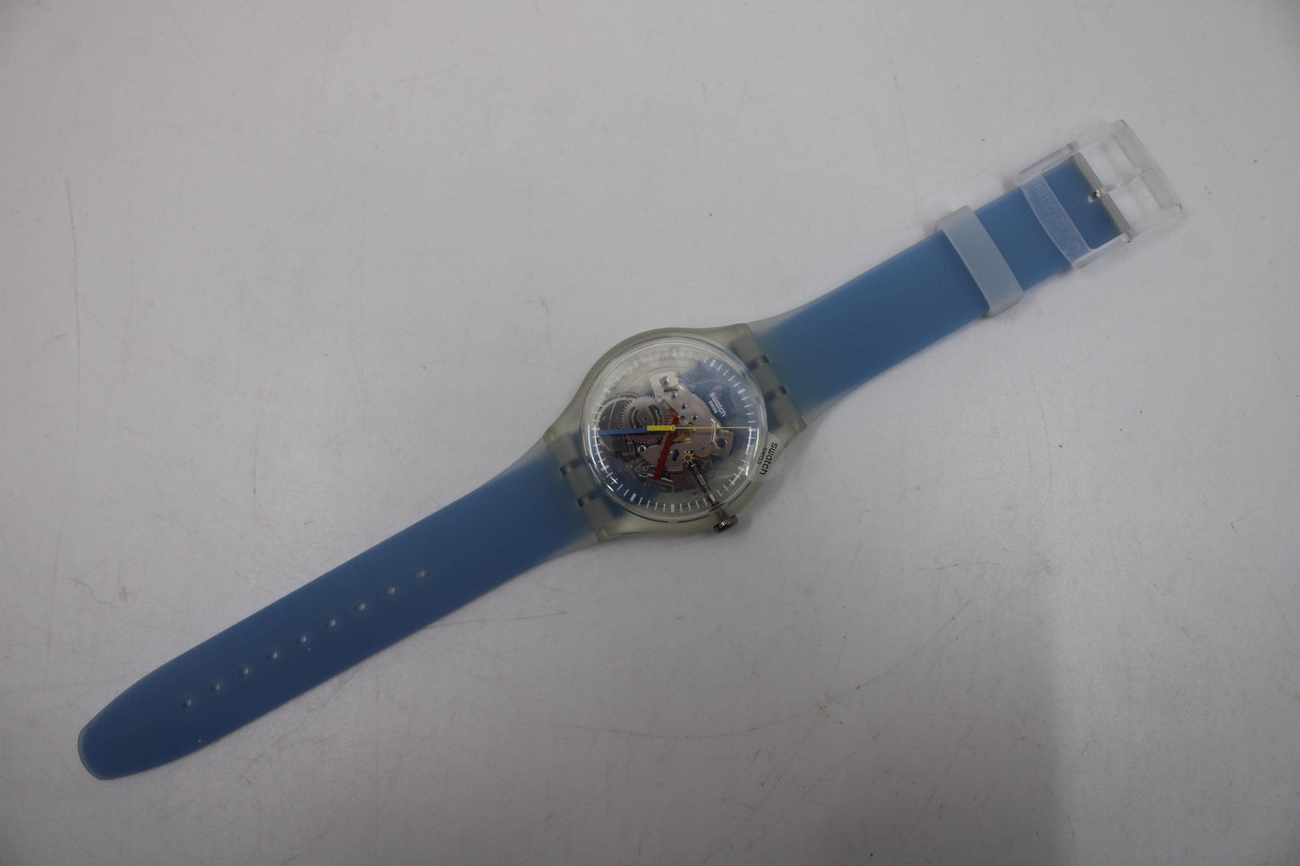 Swatch Watch New Gent 'Clearly Blue Striped' SUOK156, Working fine New Old Stock, Never Worn