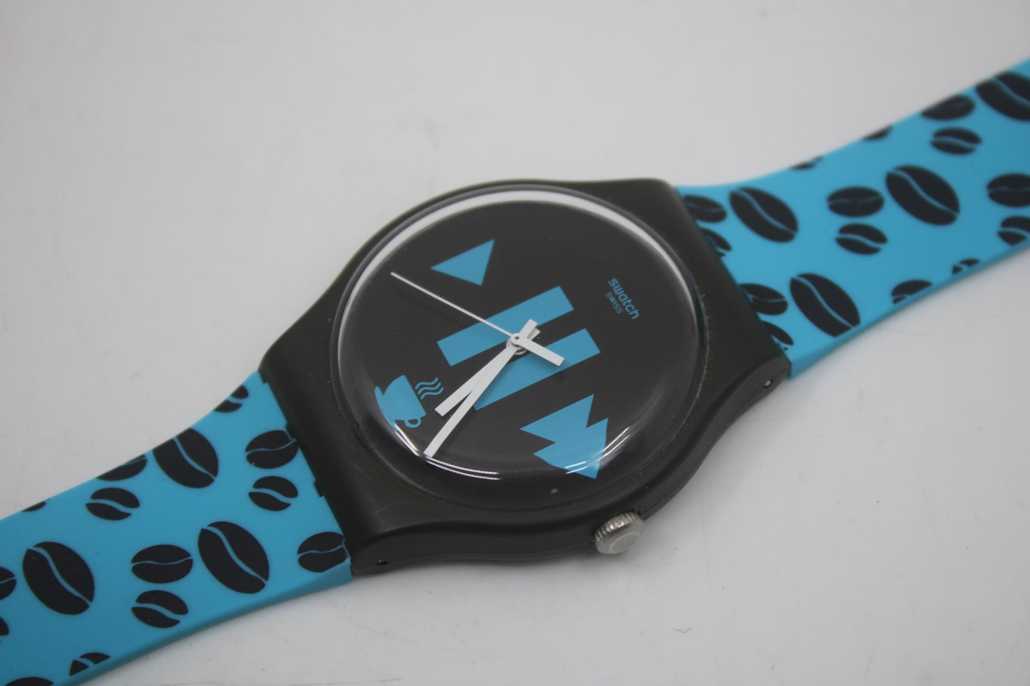 Vintage New Gents Swatch 'Coffee Blues' SUOC106, in MINT condition, working, with the original strap