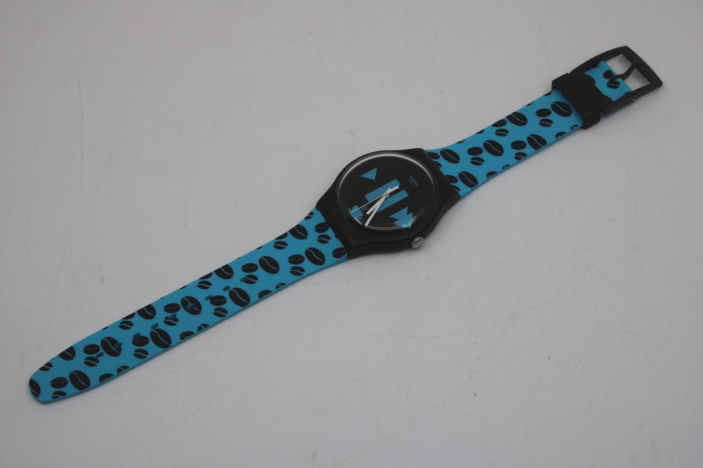 Vintage New Gents Swatch 'Coffee Blues' SUOC106, in MINT condition, working, with the original strap