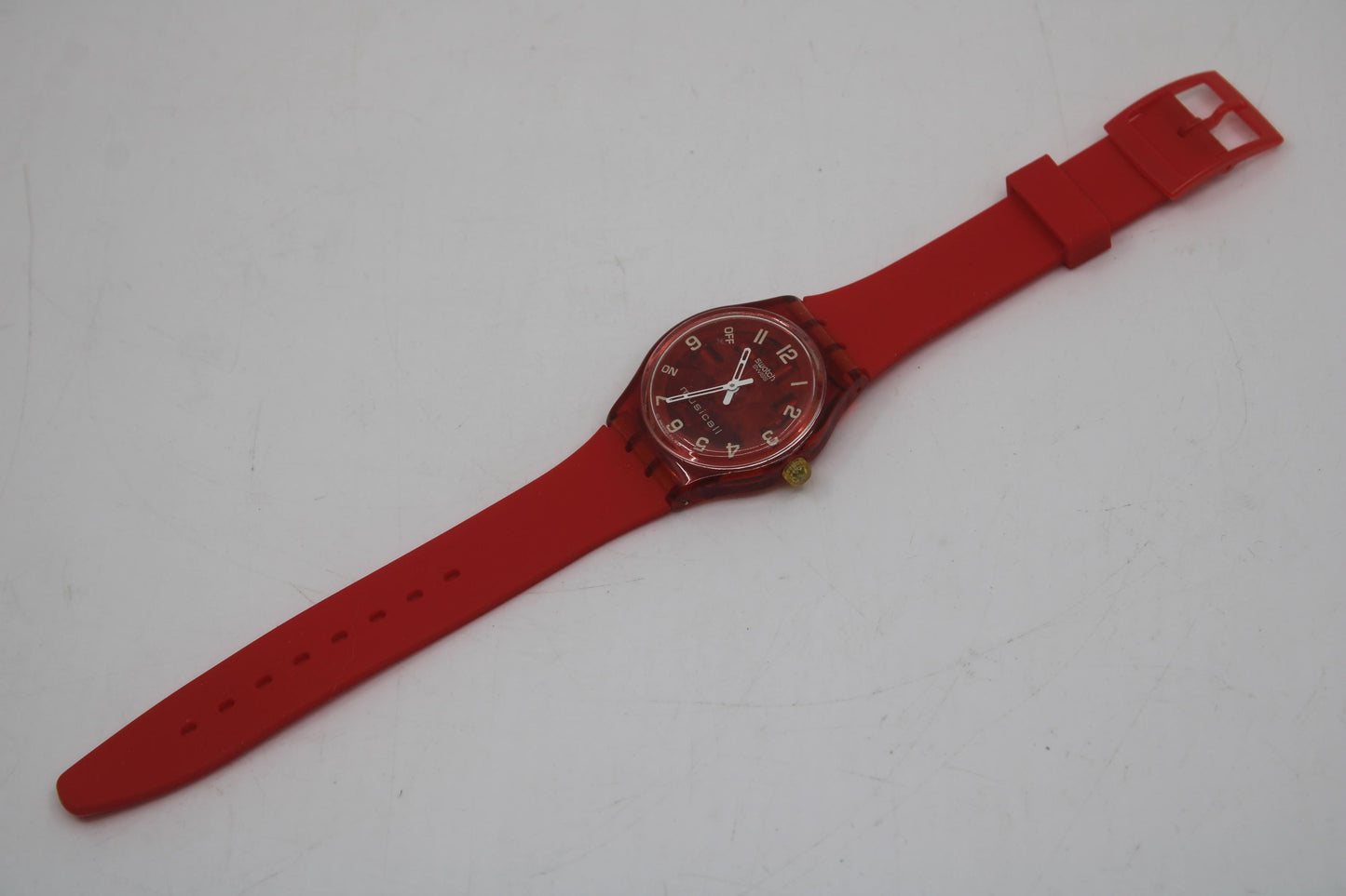 Vintage Gents Musicall Swatch 'Red Rhythm' SLR102, Nice, Used Condition, working, with a new strap
