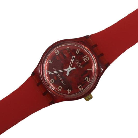 Vintage Gents Musicall Swatch 'Red Rhythm' SLR102, Nice, Used Condition, working, with a new strap