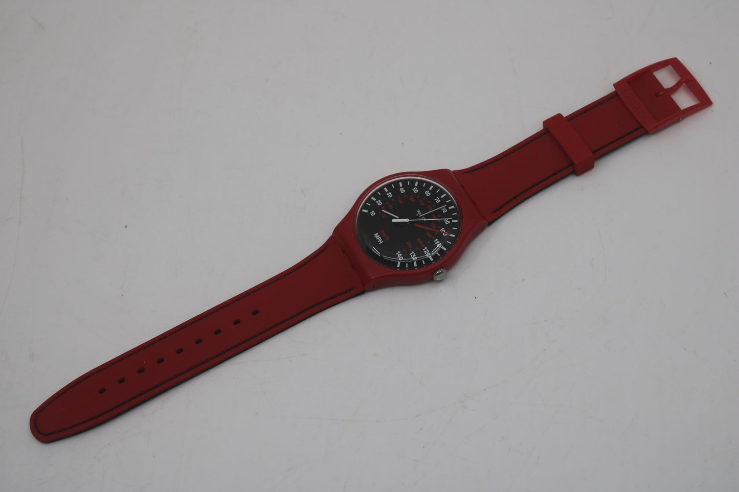 Vintage New 41mm Gents Swatch 'Red Brake' SUOR104, Unworn, New Old Stock, working