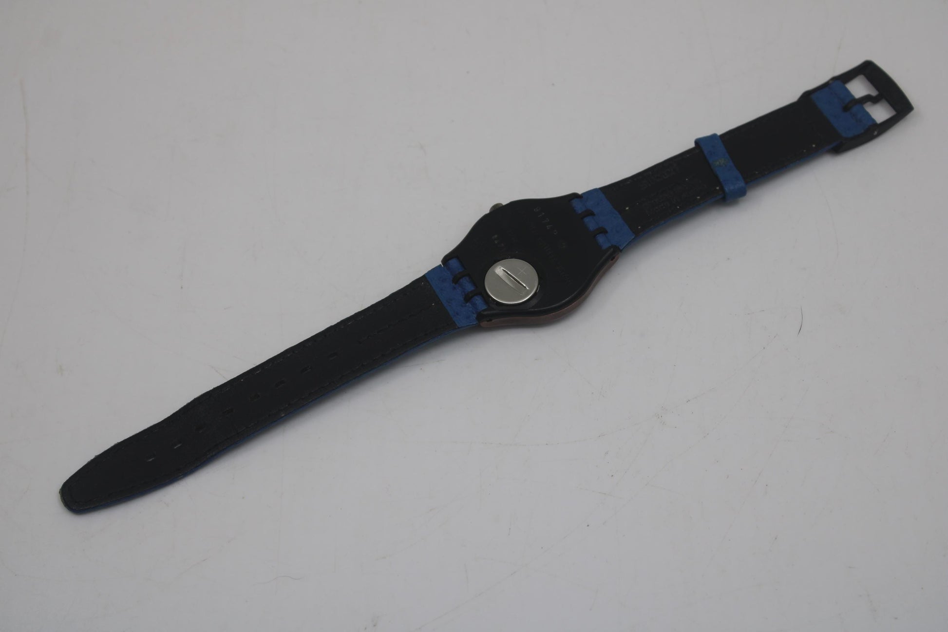1989 Vintage Gents Swatch 'Tango Azul' GX401, new old stock, unworn, working