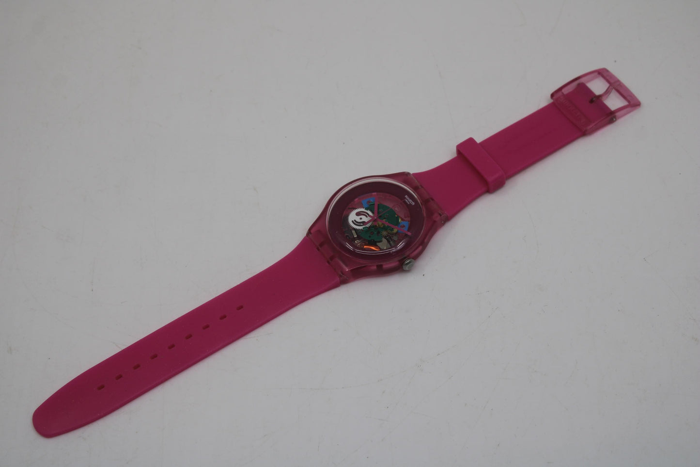 New Gents Swatch 'Pink Lacquered' SUOP100, VERY nice used condition, working
