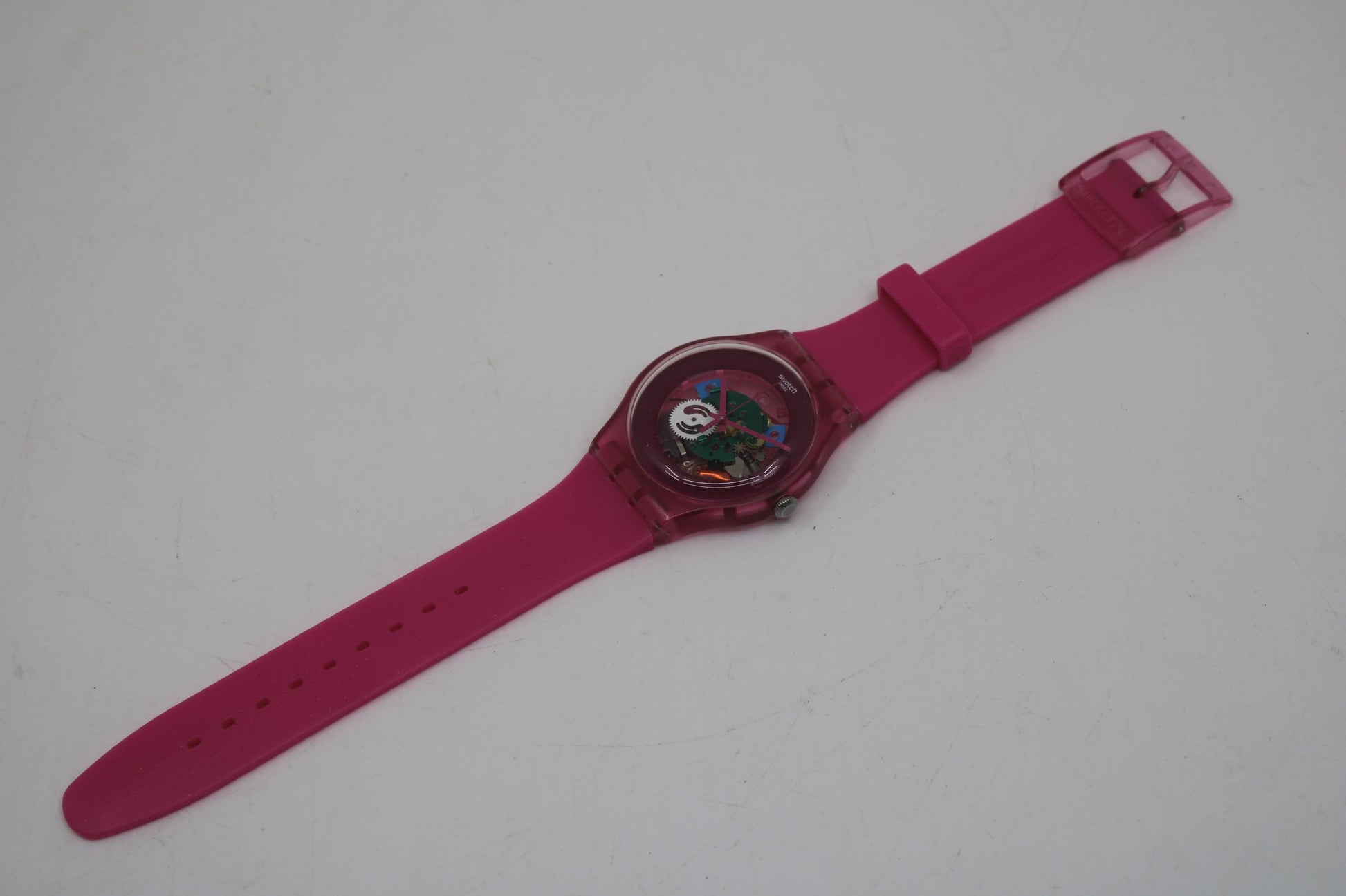 New Gents Swatch 'Pink Lacquered' SUOP100, VERY nice used condition, working