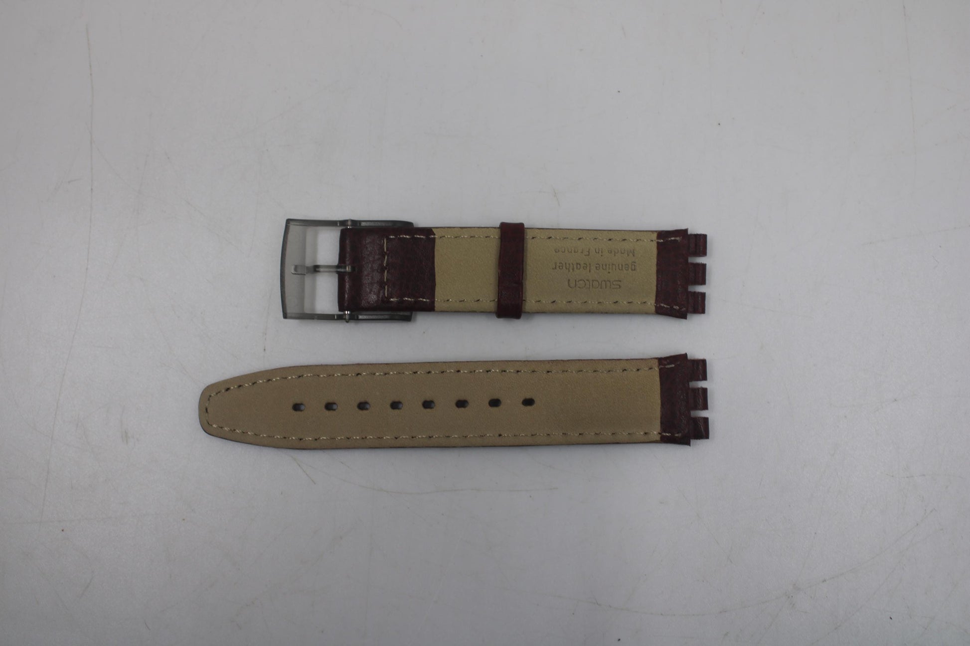 Vintage Swatch 17mm Leather Strap for SAM100, 'Rubin' Automatic 1991, Gents, New Old Stock